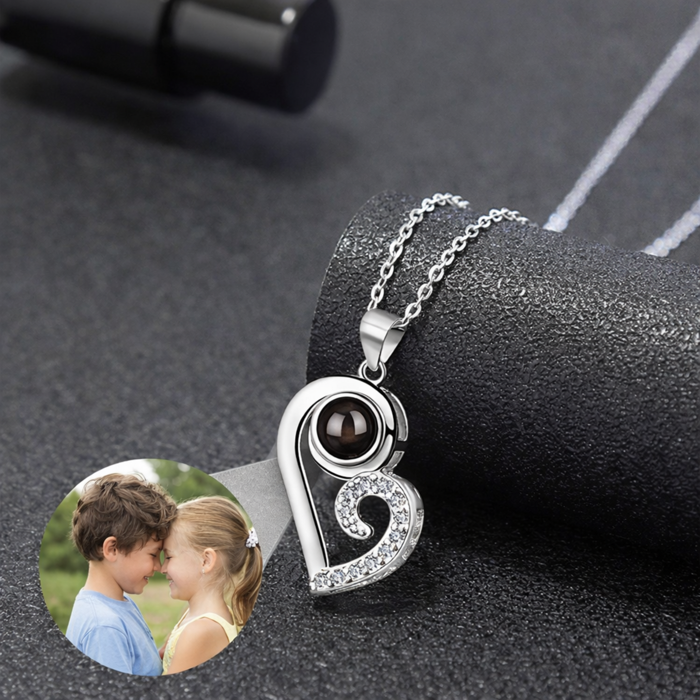 PXS110 - Echoya™ Dual Heart Photo Projection Necklace – S925 Silver