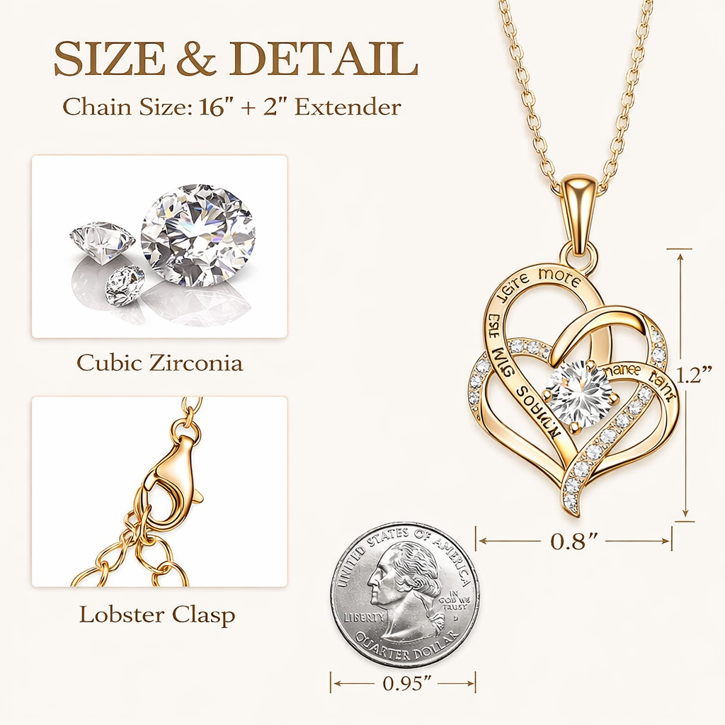 GP08 - "I Love You to the Moon and Back" Heart Necklace