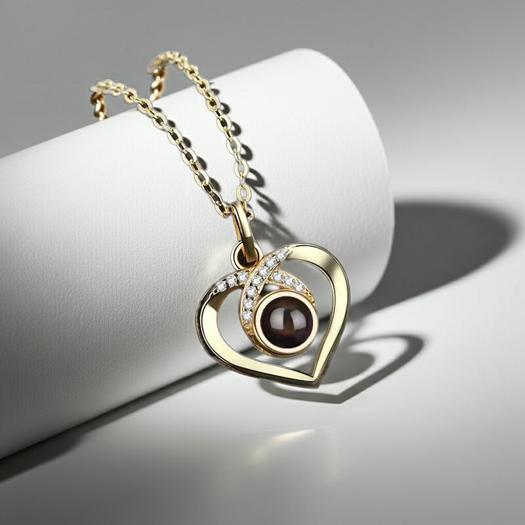 PX36 - Eternal Love Photo Projection Necklace – Heart-Shaped Keepsake