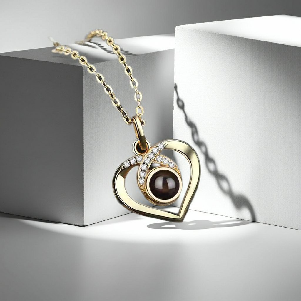 PX36 - Eternal Love Photo Projection Necklace – Heart-Shaped Keepsake
