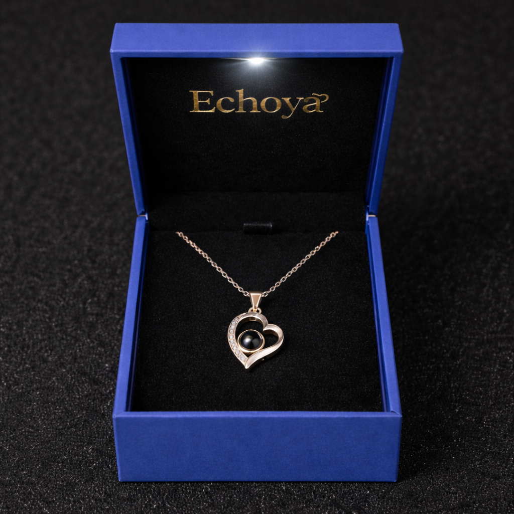 PXS103 - "Eternal Heart" Custom Photo Projection Necklace – Silver & Rose Gold