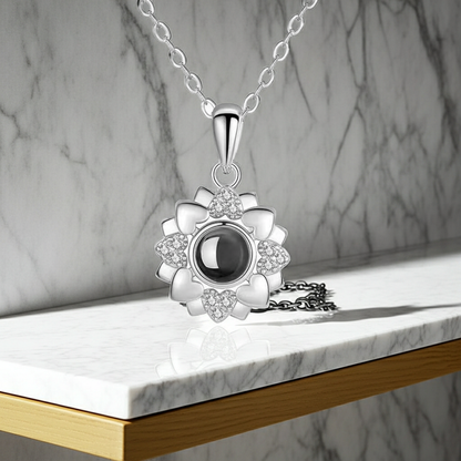 PXS111 - Personalized Heart Bloom Photo Projection Necklace