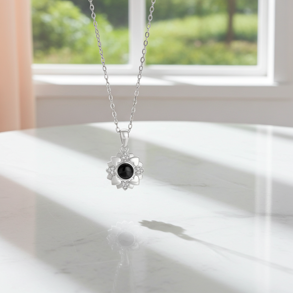 PXS111 - Personalized Heart Bloom Photo Projection Necklace