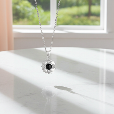 PXS111 - Personalized Heart Bloom Photo Projection Necklace