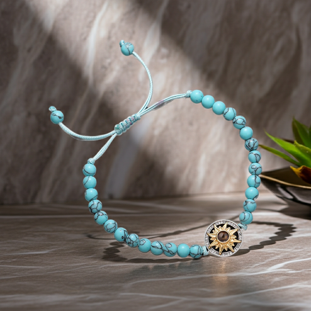 PS06 - Personalized Sun Photo Projection Beaded Bracelet