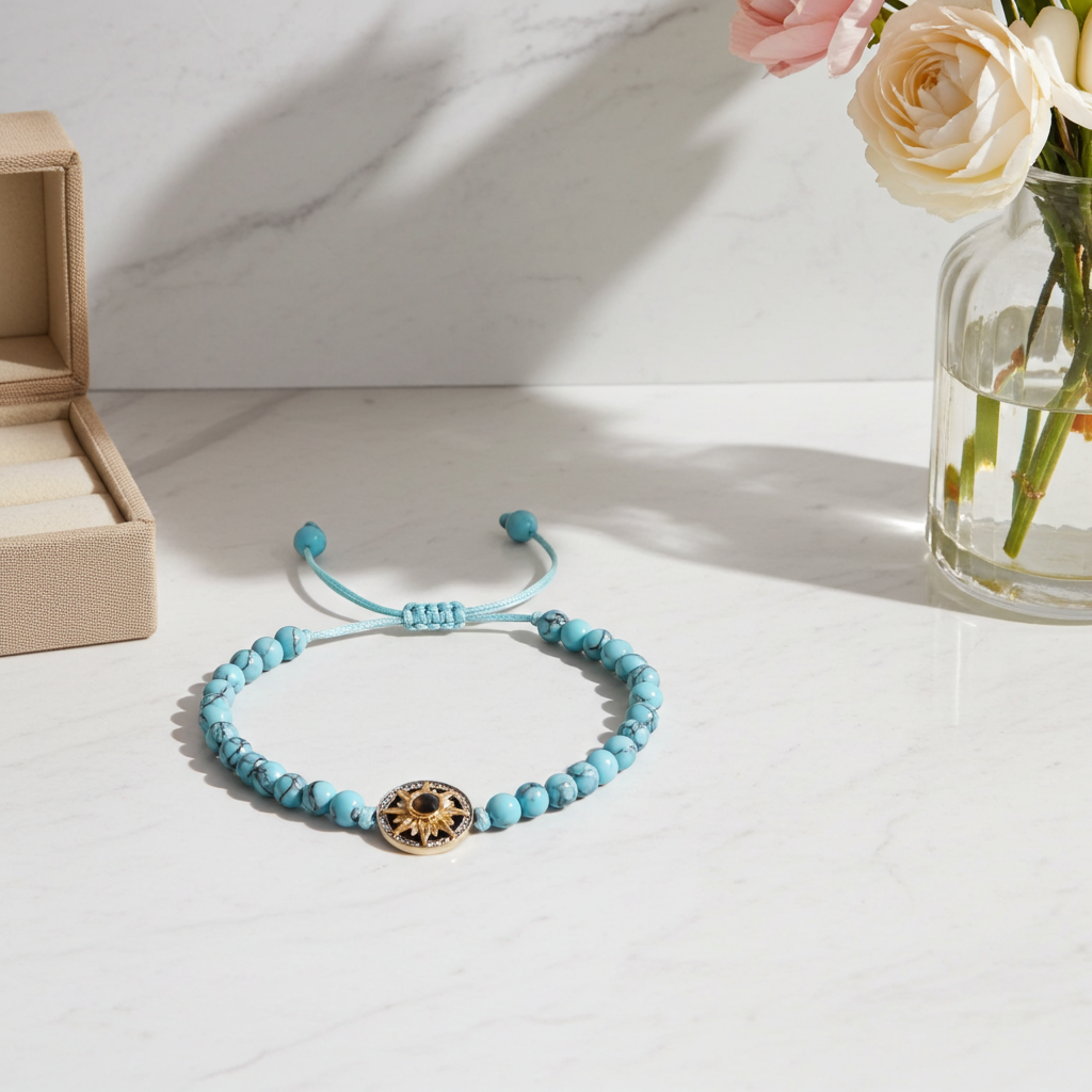 PS06 - Personalized Sun Photo Projection Beaded Bracelet