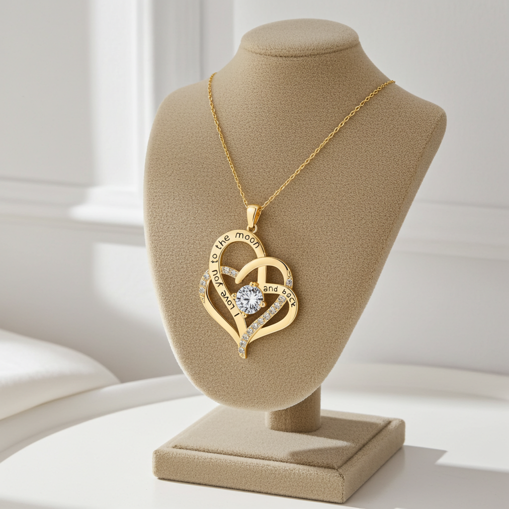 GP08 - "I Love You to the Moon and Back" Heart Necklace
