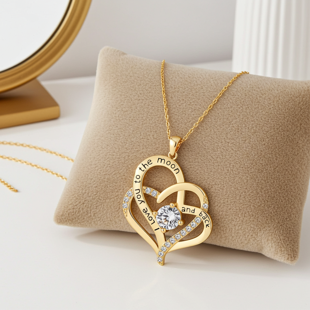 GP08 - "I Love You to the Moon and Back" Heart Necklace
