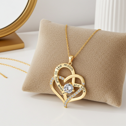 GP08 - "I Love You to the Moon and Back" Heart Necklace
