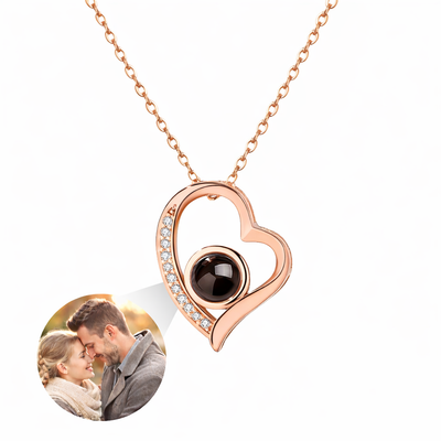 PXS103 - "Eternal Heart" Custom Photo Projection Necklace – Silver & Rose Gold