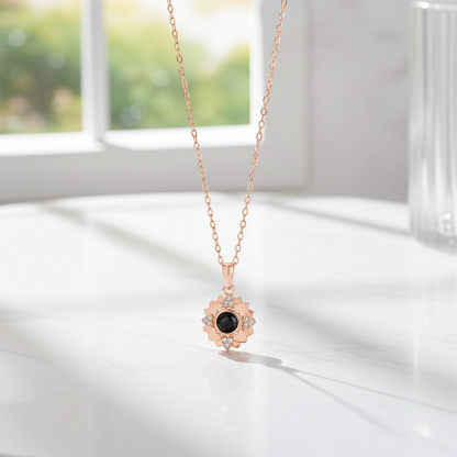 PXS111 - Personalized Heart Bloom Photo Projection Necklace