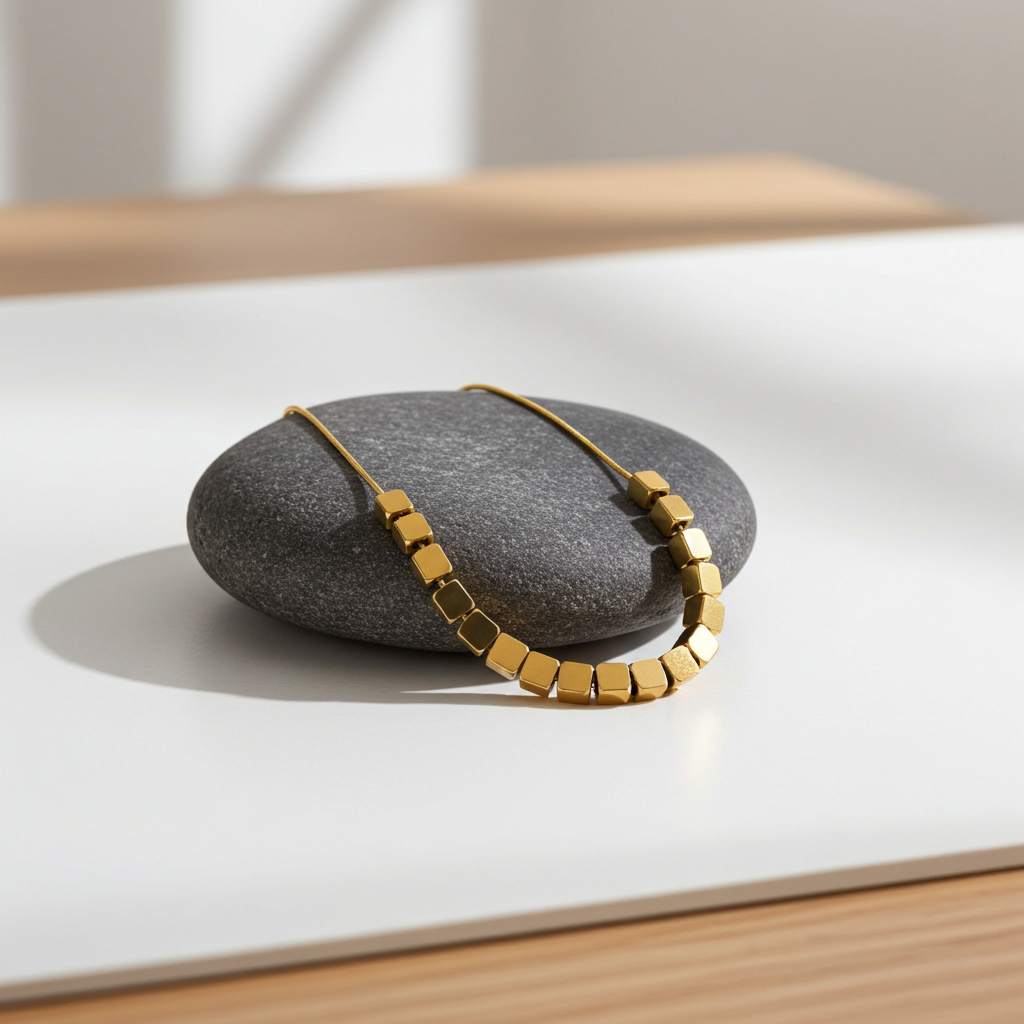 CC01 - Minimalist Gold Cube Bead Necklace | Customizable Geometric Jewelry