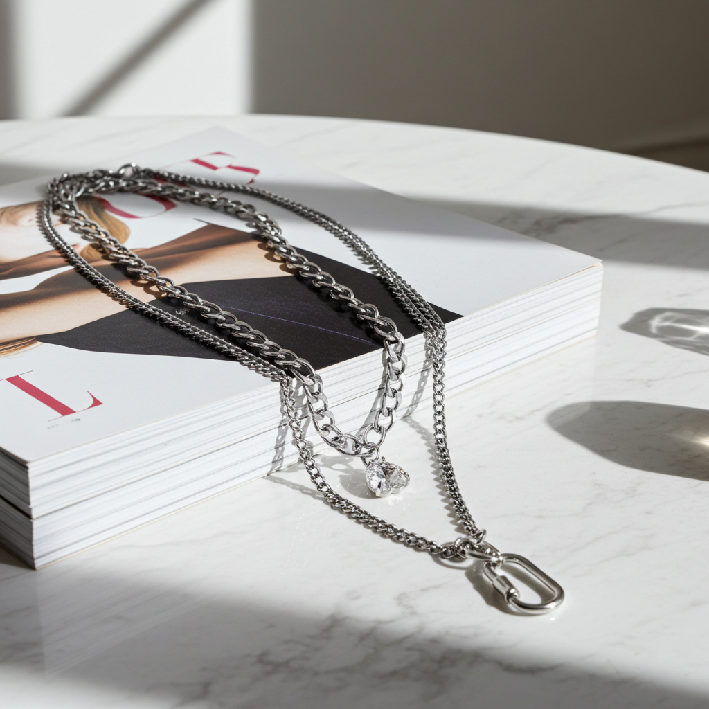 GP02 - Triple-Layer Heart Zircon Chain Necklace
