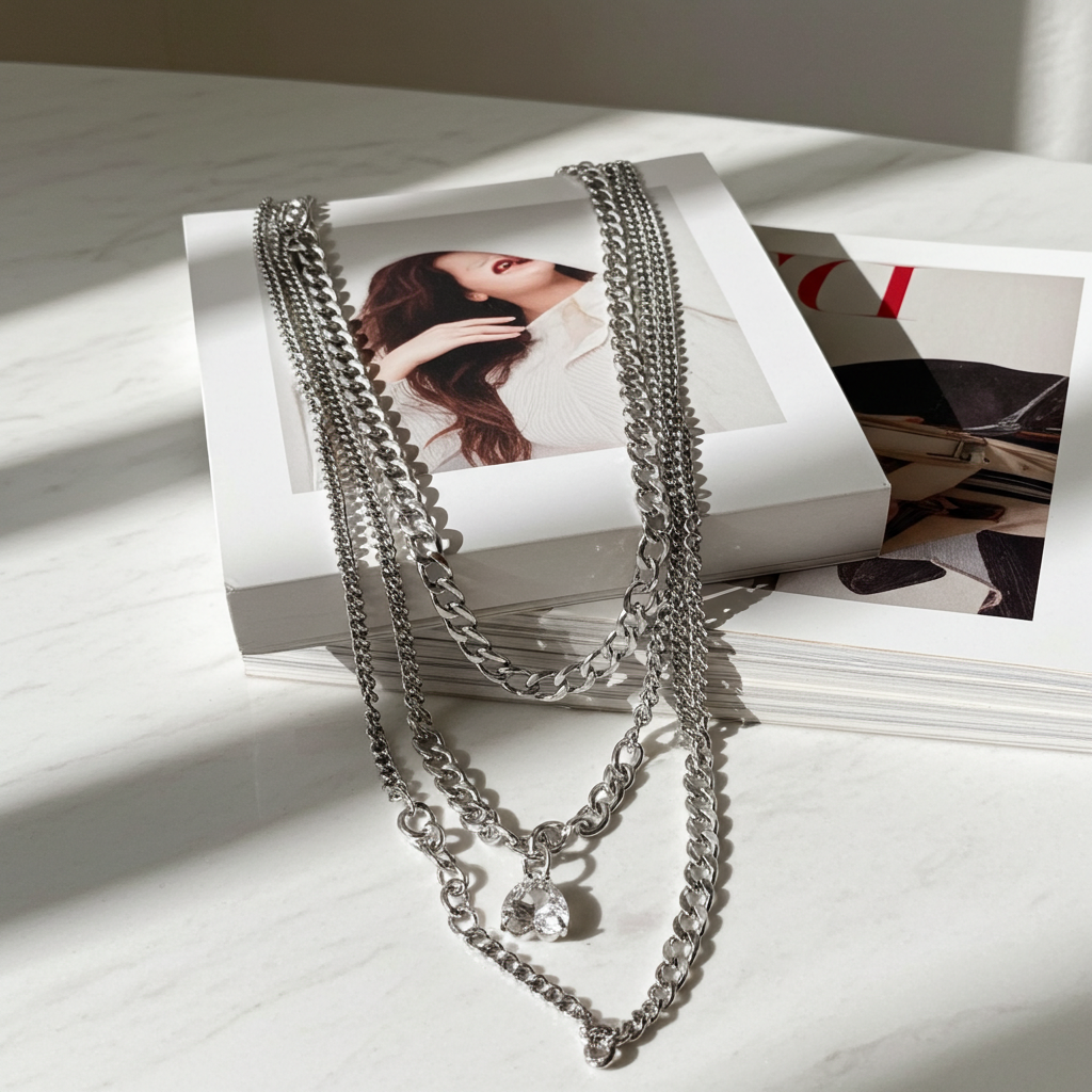 GP02 - Triple-Layer Heart Zircon Chain Necklace