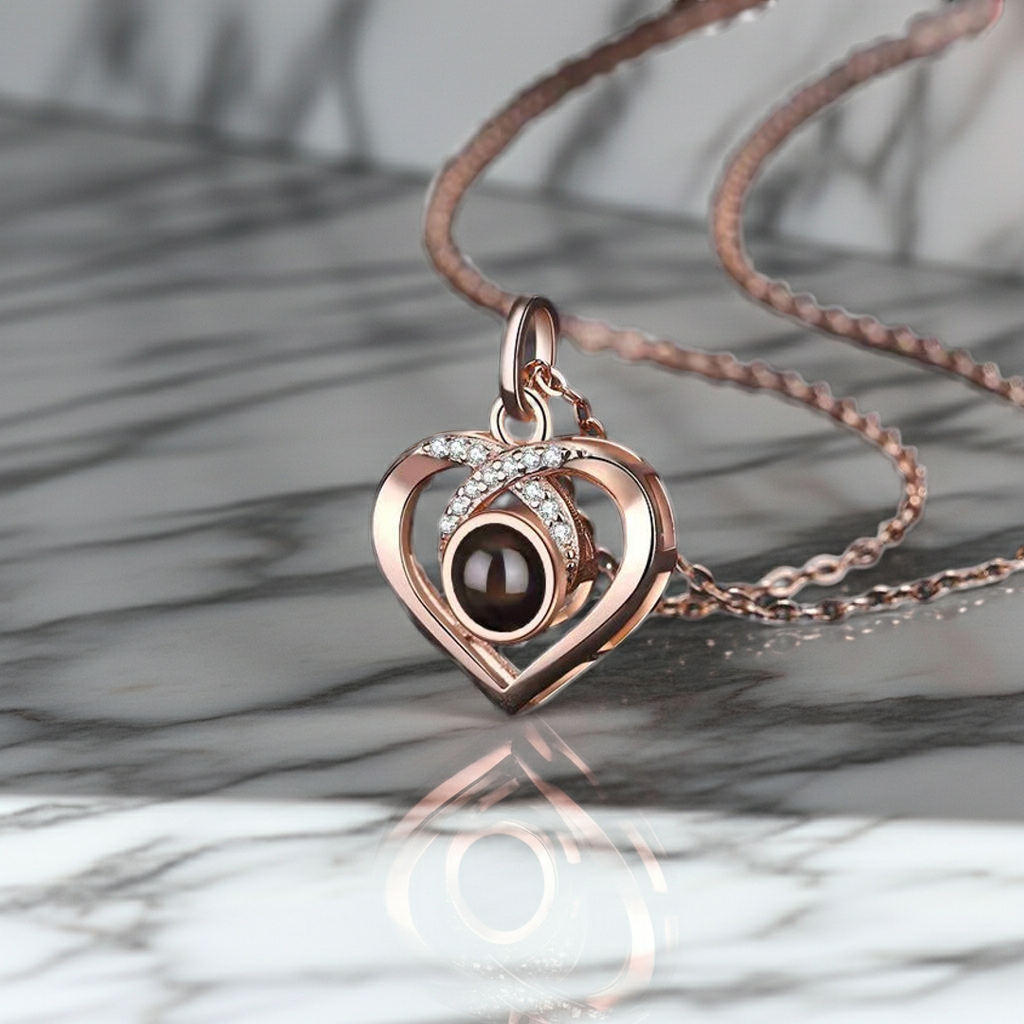 PX36 - Eternal Love Photo Projection Necklace – Heart-Shaped Keepsake