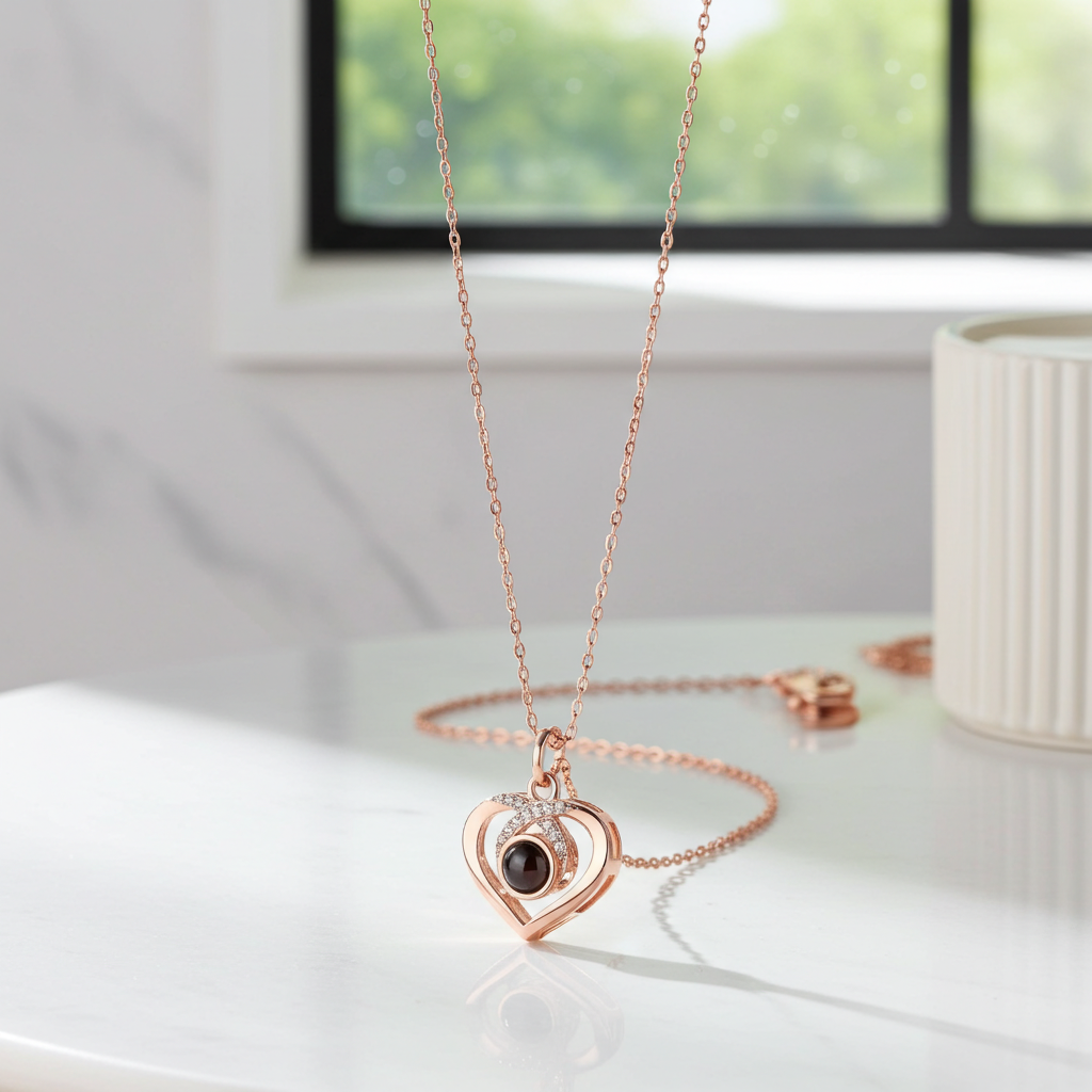 PX36 - Eternal Love Photo Projection Necklace – Heart-Shaped Keepsake