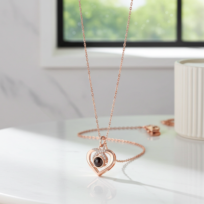 PX36 - Eternal Love Photo Projection Necklace – Heart-Shaped Keepsake