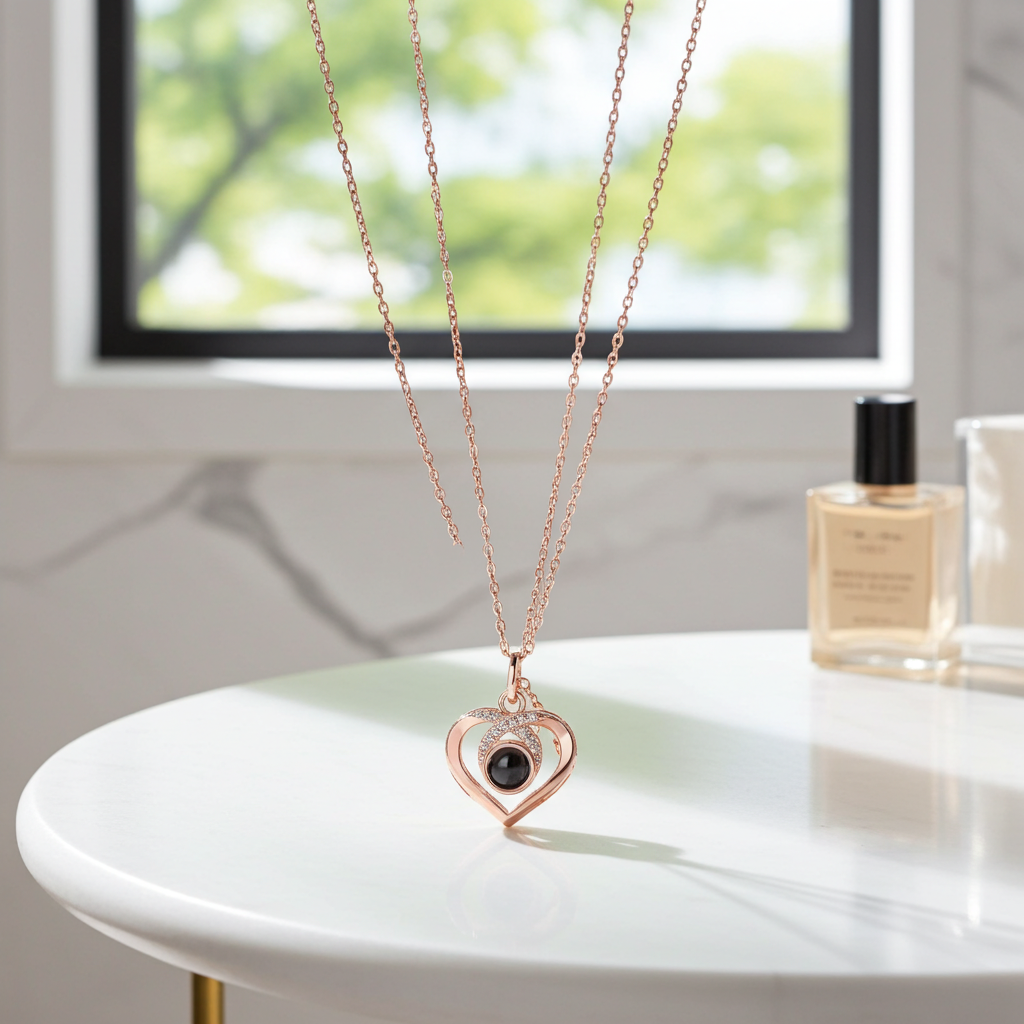 PX36 - Eternal Love Photo Projection Necklace – Heart-Shaped Keepsake