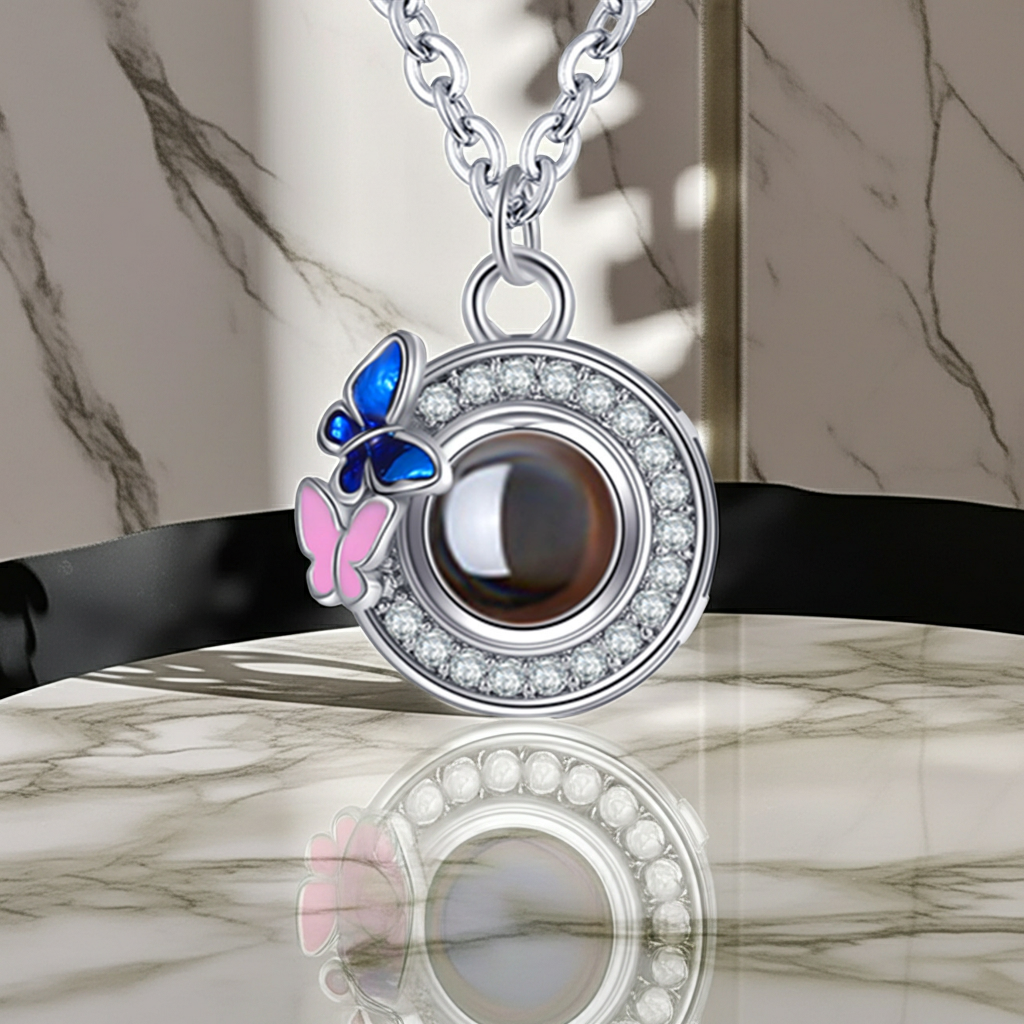 PX59 - Butterfly Halo Photo Projection Necklace