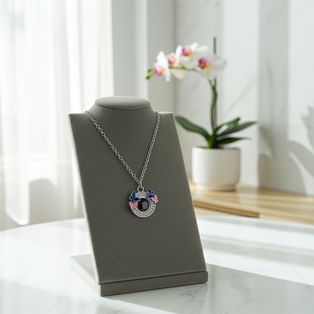 PX59 - Butterfly Halo Photo Projection Necklace