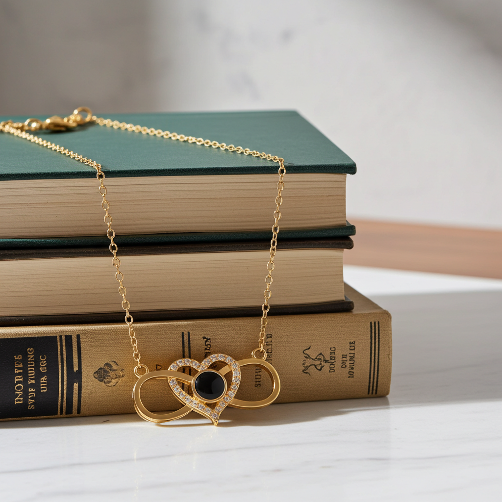 PX35 - Infinity Heart Photo Projection Necklace – Eternal Love Captured in a Glance