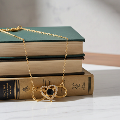 PX35 - Infinity Heart Photo Projection Necklace – Eternal Love Captured in a Glance