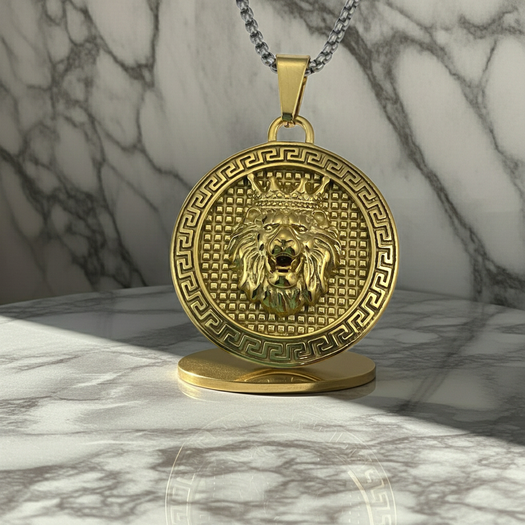 GP03 - Lion King Medallion Pendant Necklace – Strength, Royalty &amp; Bold Style