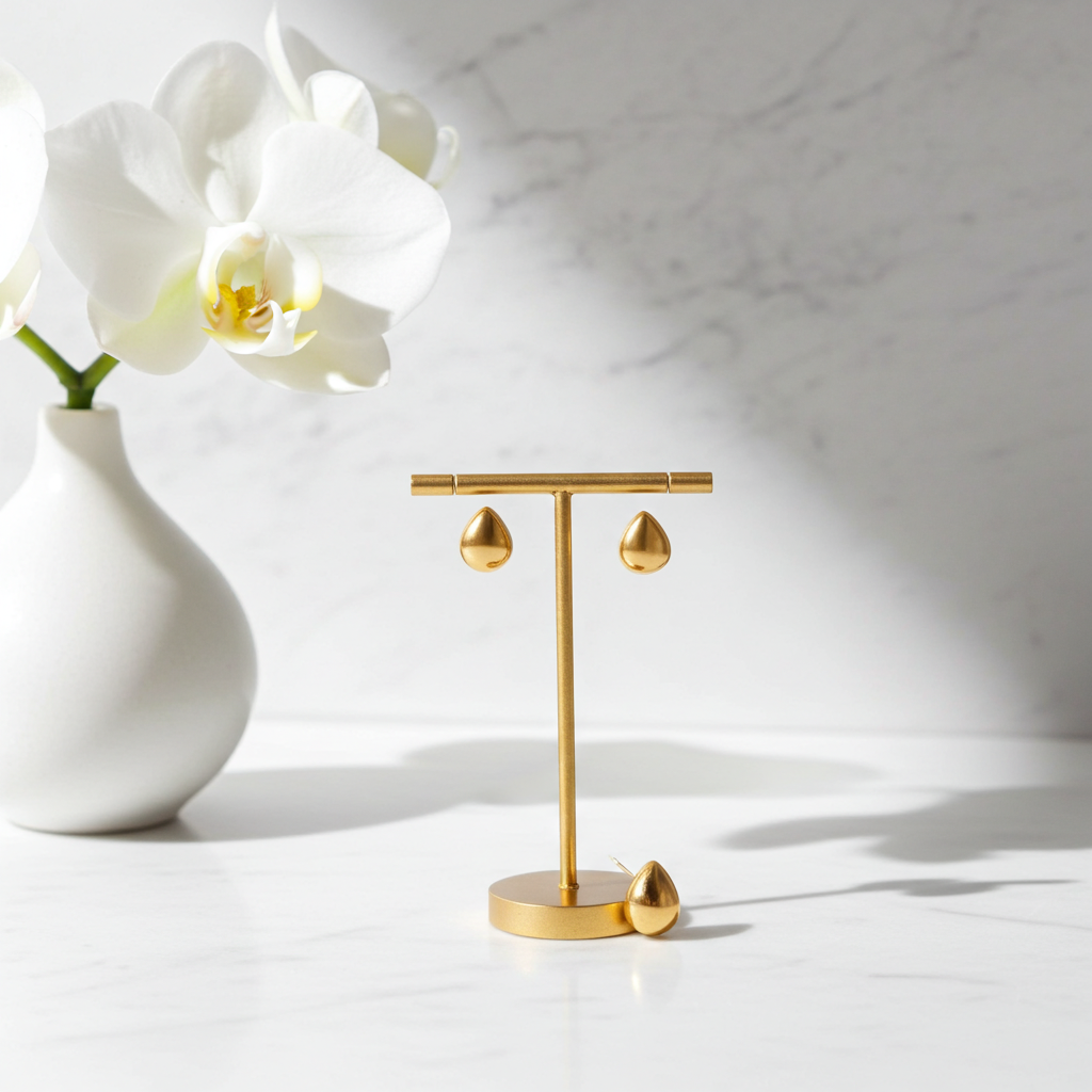GP13 - Minimalist Waterdrop Gold Stud Earrings
