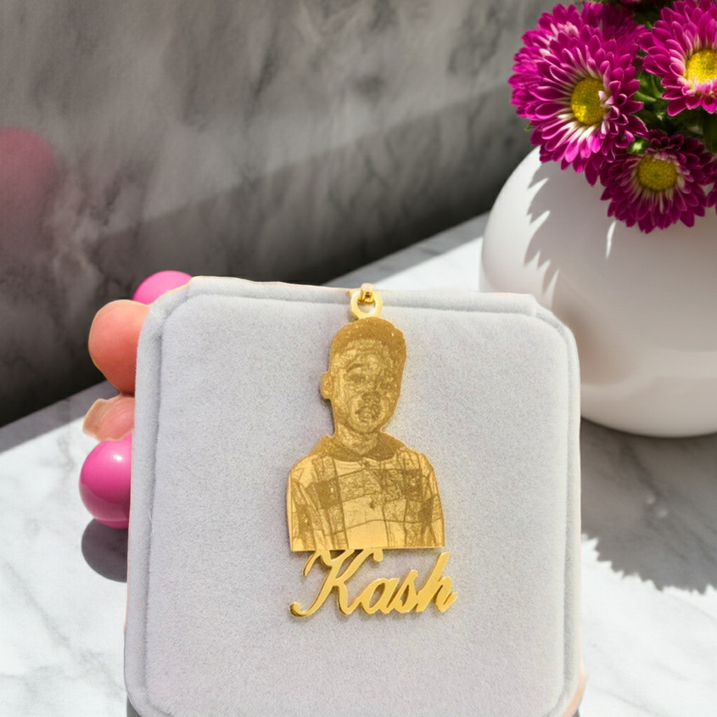 DZ01 - Custom Engraved Photo Pendant Necklace with Name – Eternal Memory Keepsake