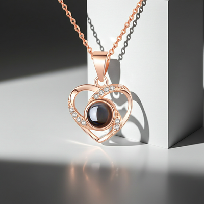 PX02 - Personalized Photo Projection Heart Necklace – Rose Gold, Silver, and Gold Colour