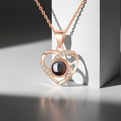 PX02 - Personalized Photo Projection Heart Necklace – Rose Gold, Silver, and Gold Colour