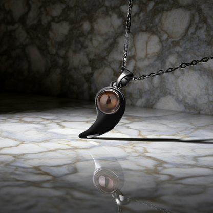 PX22 - Yin-Yang Heart (Set) Hidden Photo Necklace – Black & White