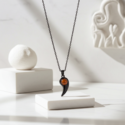 PX22 - Yin-Yang Heart (Set) Hidden Photo Necklace – Black & White