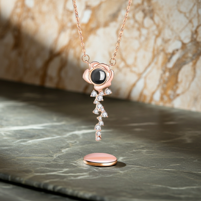PX61 Rose Key Photo Projection Necklace