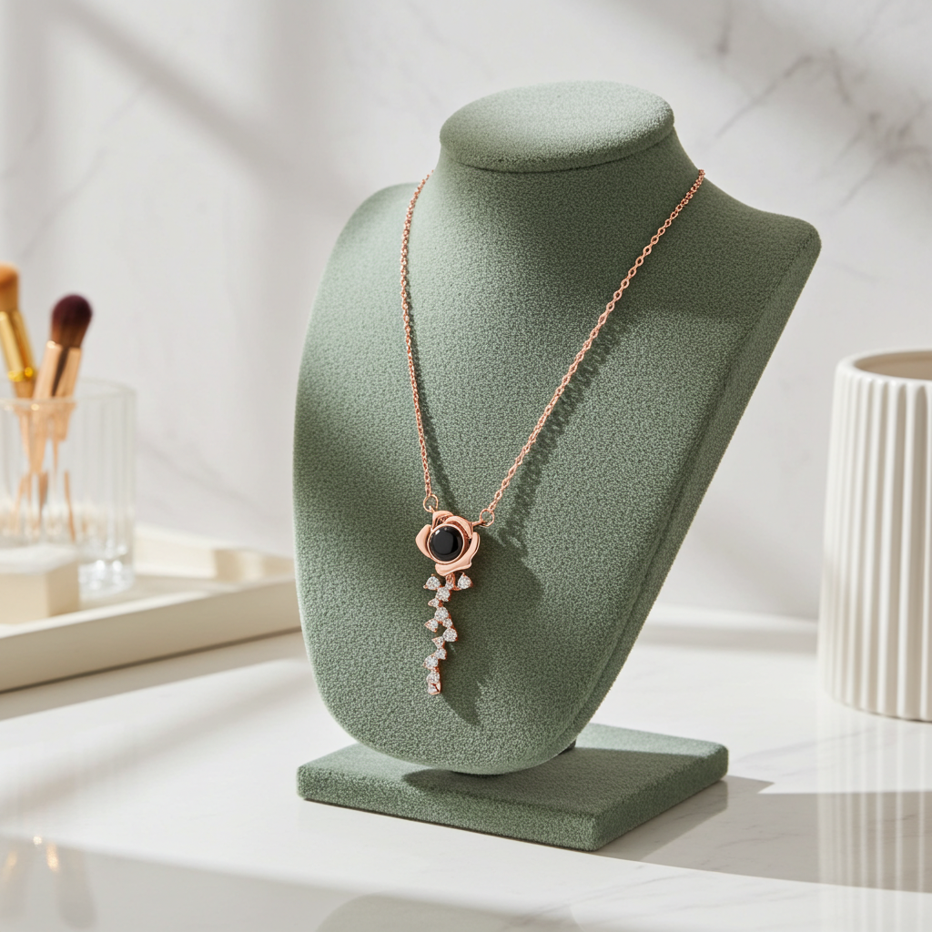PX61 Rose Key Photo Projection Necklace
