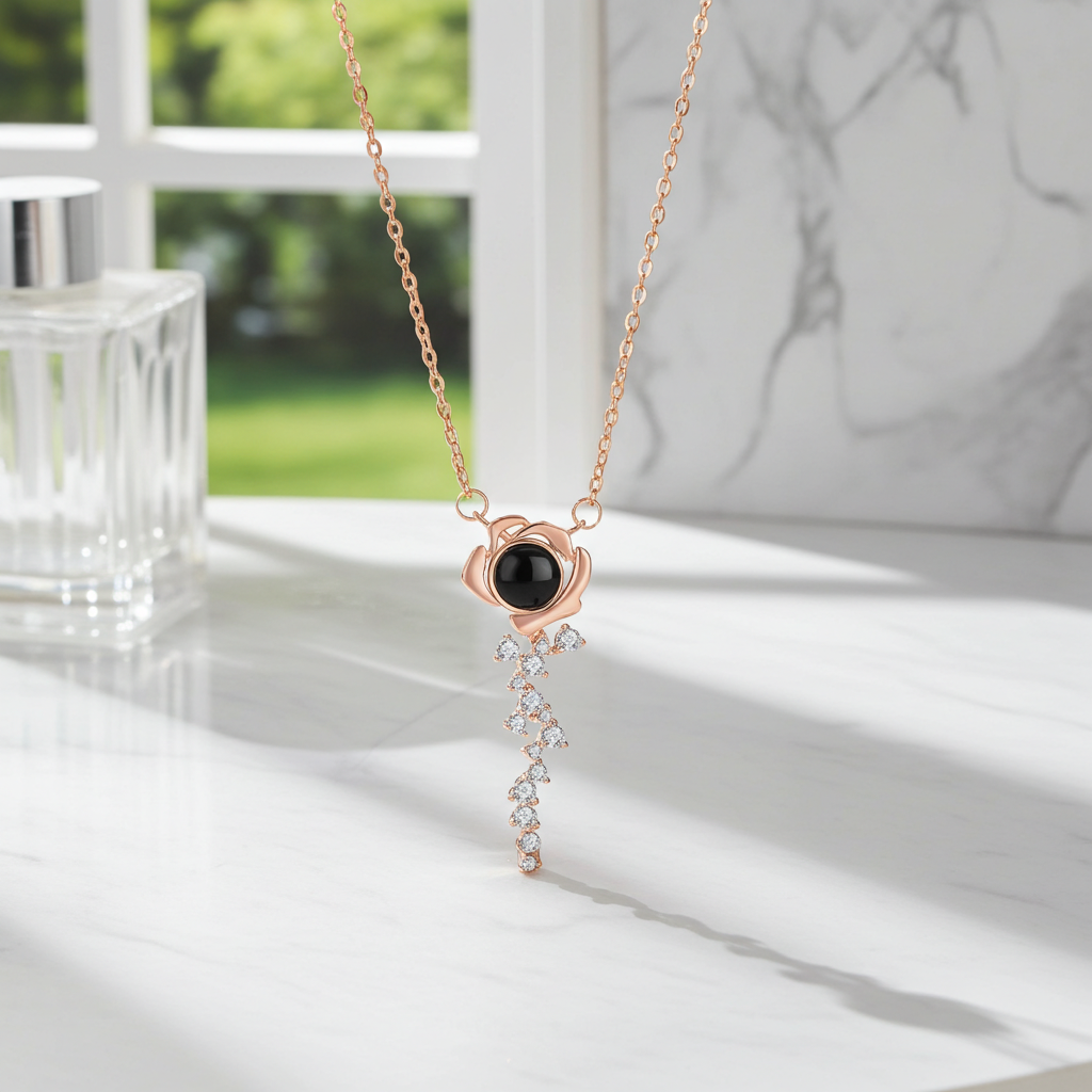 PX61 Rose Key Photo Projection Necklace