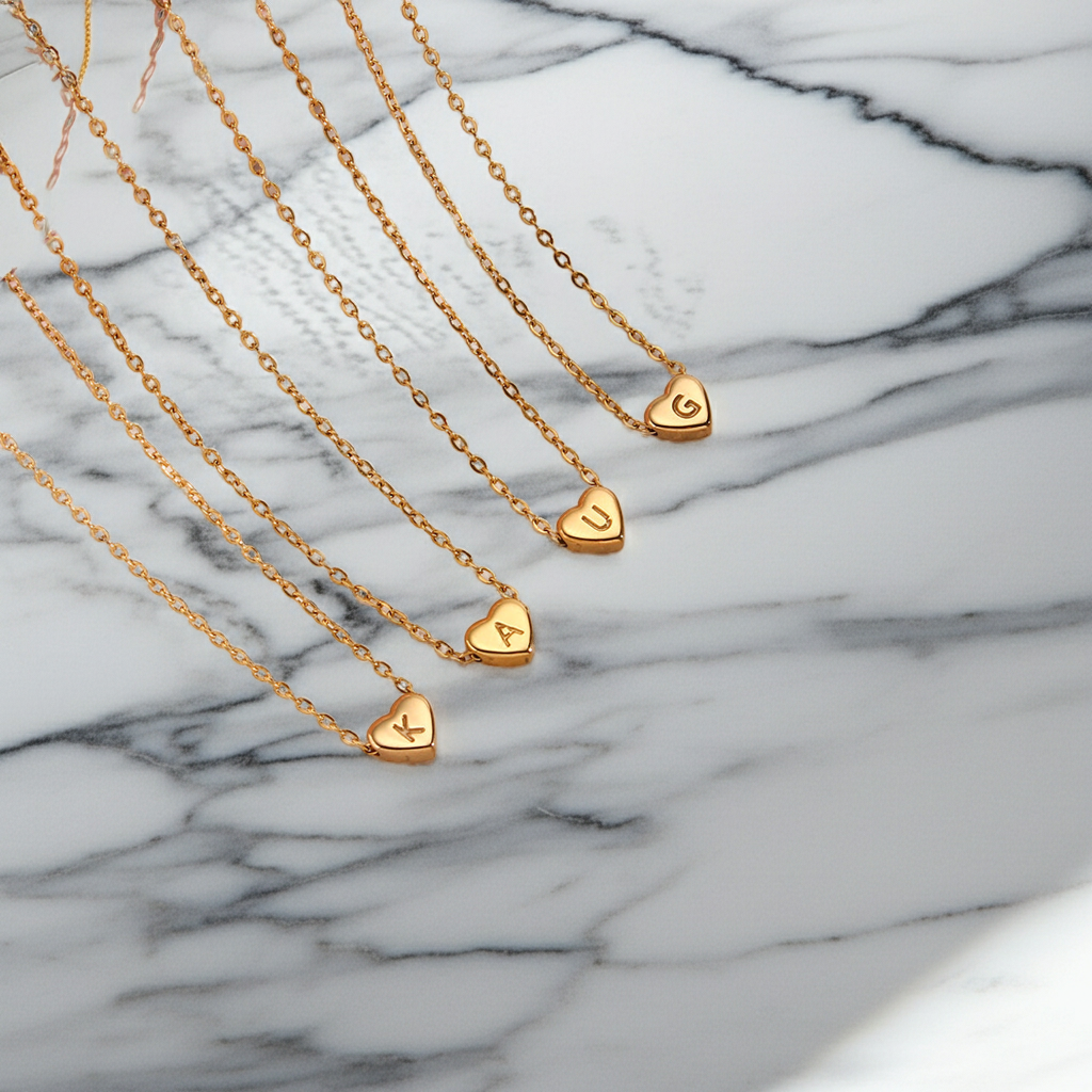 GP17 - Gold Heart Initial Necklace – Personalized Love Keepsake