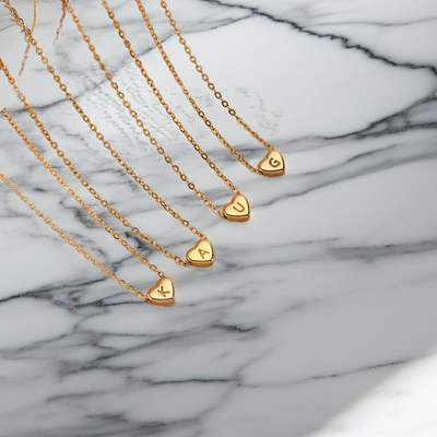 GP17 - Gold Heart Initial Necklace – Personalized Love Keepsake