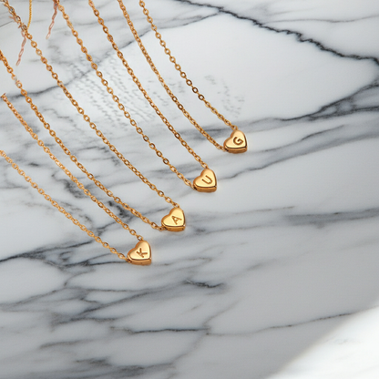 GP17 - Gold Heart Initial Necklace – Personalized Love Keepsake
