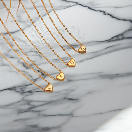 GP17 - Gold Heart Initial Necklace – Personalized Love Keepsake