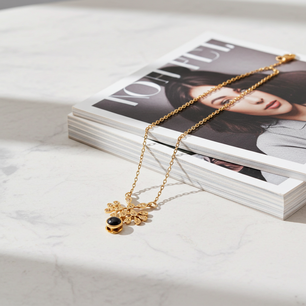 PX12 - Hidden Photo Teardrop Necklace – A Touch of Emotion, Worn with Elegance