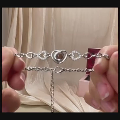 PS01 ✨Personalized Heart Projection Bracelet – Silver, Rose Gold, Gold Finishes