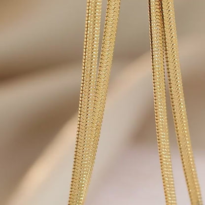 GP22 ✨ Sleek Gold Flat Herringbone Chain Necklace