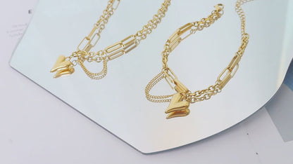 GP11 💖 Chunky Heart Link Chain Bracelet & Necklace – Bold Love in Every Link