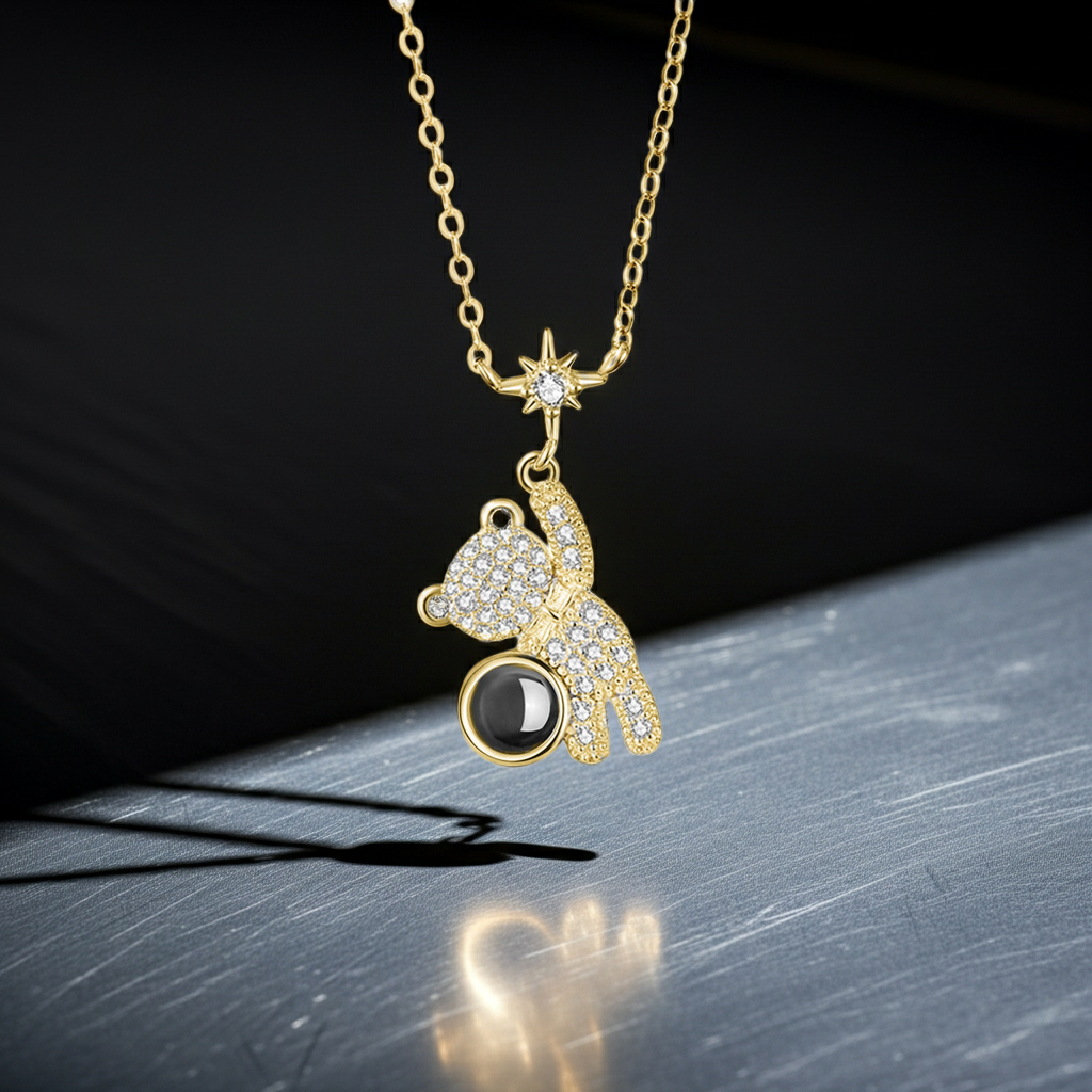 PX57 - Teddy Bear Photo Projection Necklace