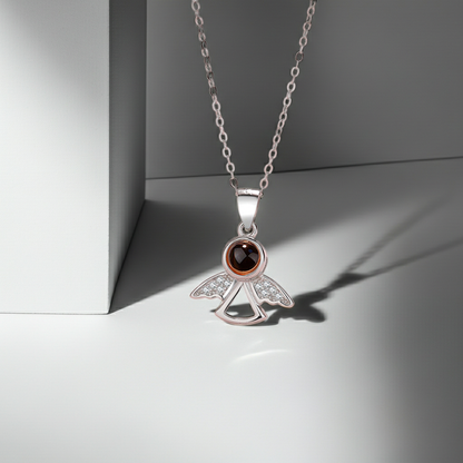 PXS100 - Silver Angel Wings Photo Projection Necklace – A Guardian of Your Memories