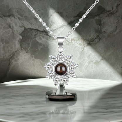 PXS109 - Echoya Sunflower Photo Projection Necklace