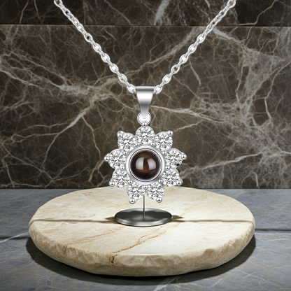 PXS109 - Echoya Sunflower Photo Projection Necklace