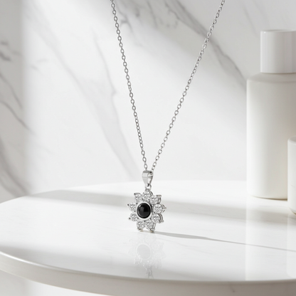 PXS109 - Echoya Sunflower Photo Projection Necklace
