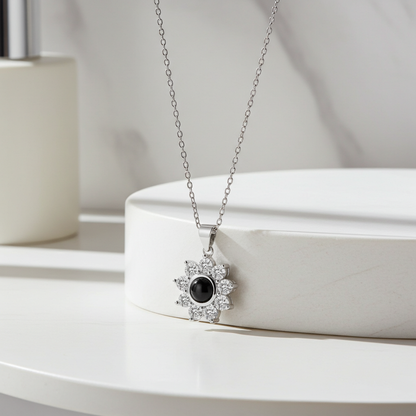 PXS109 - Echoya Sunflower Photo Projection Necklace